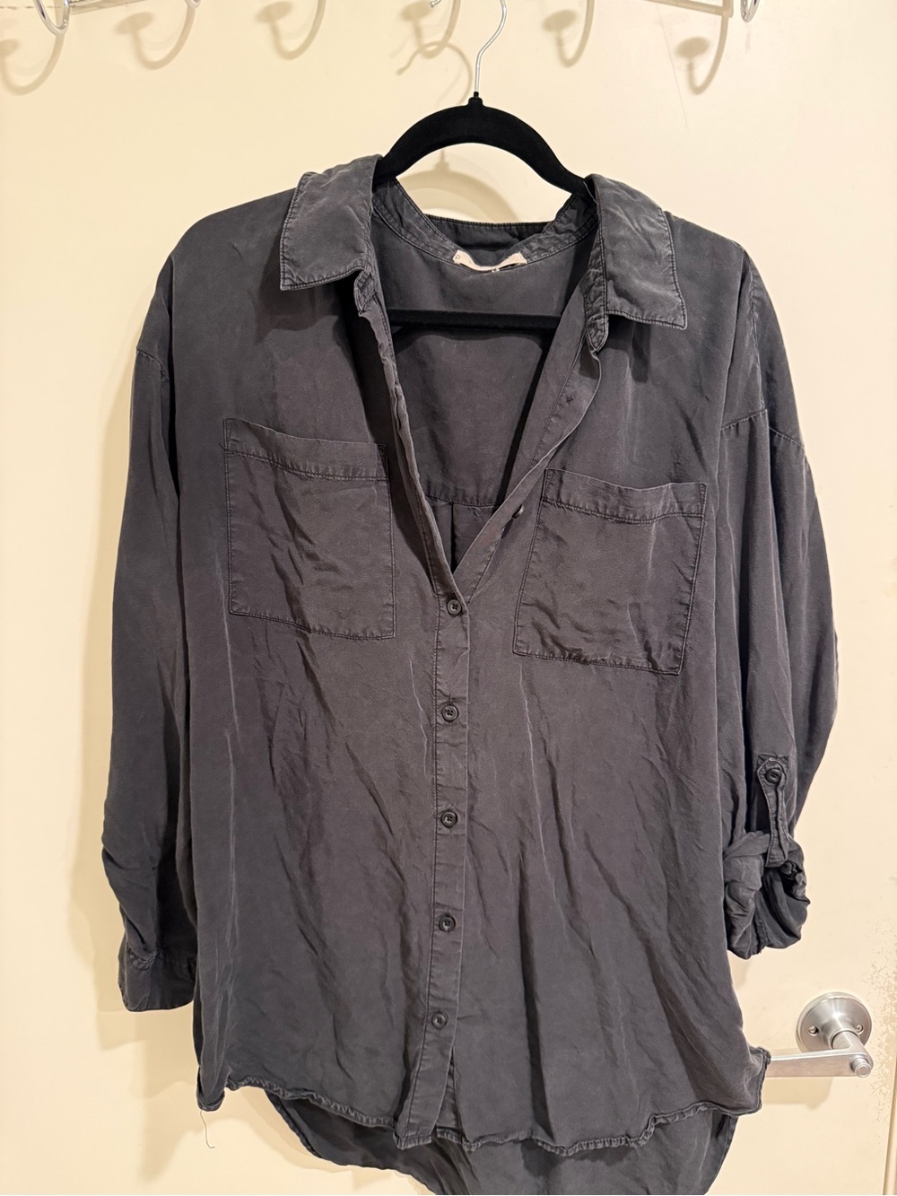 Carly Jean Los Angeles Washed Charcoal Button-Down Shirt